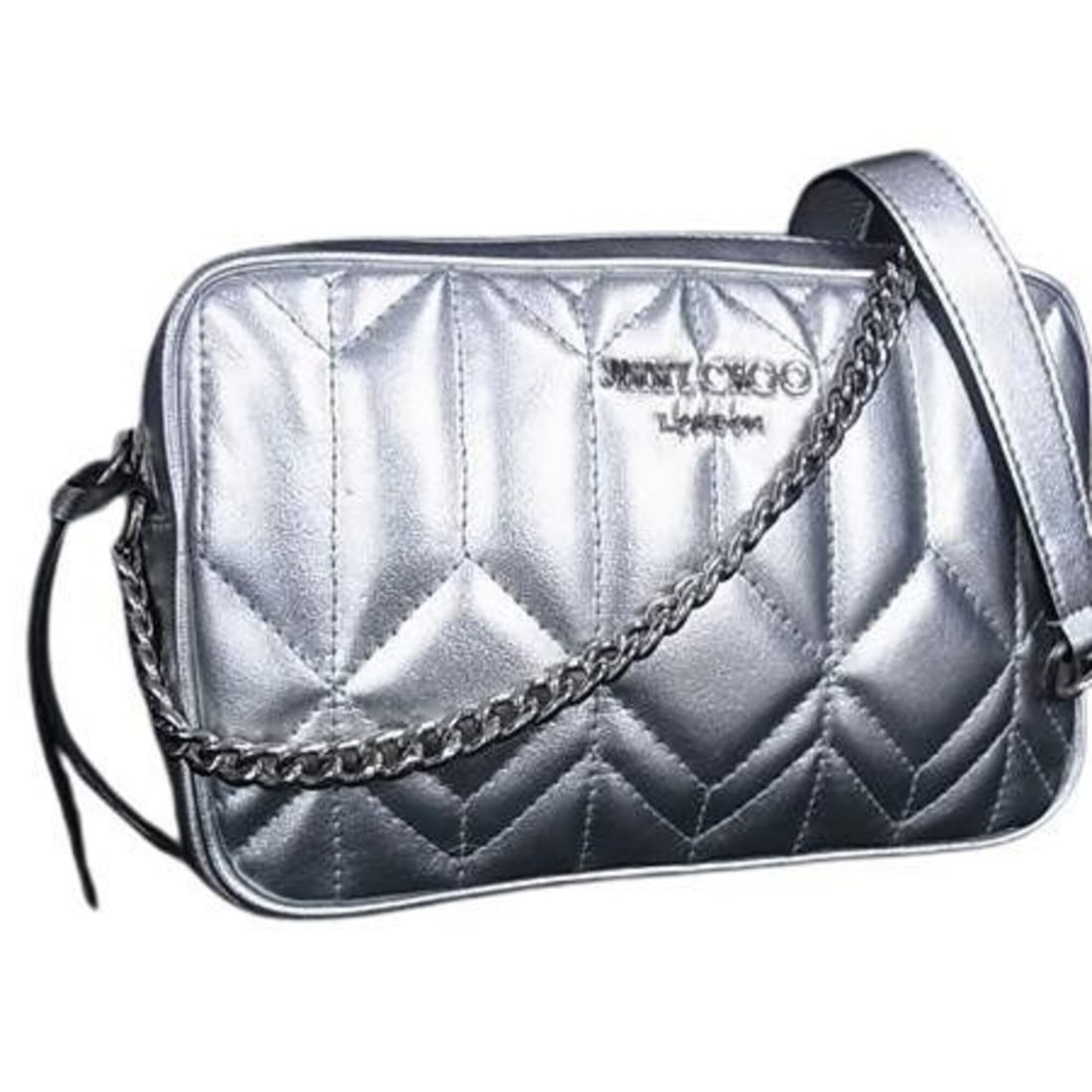 JIMMY CHOO Diondra Shoulder Bag, Camera Silver Leather, Women's Crossbody Bag: --- Catalog ---Category: SizeSize (HxWxD): 13cm x 19cm x 5cm / 5.11'' x 7.48'' x 1.96''Category: DesignType: Shoulder bagColor: SilverGender: WomenMaterial: Leather Category: GeneralBrand: Jimmy ChooC