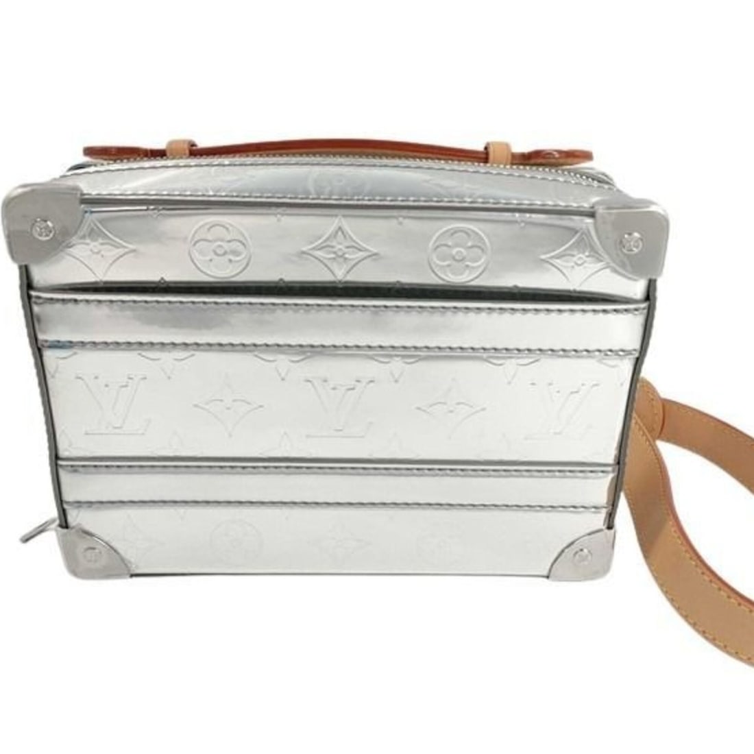 LOUIS VUITTON Louis Vuitton Soft Trunk Handbag M45885 Silver Monogram Mirror Men's Shoulder Bag (1 of 15)