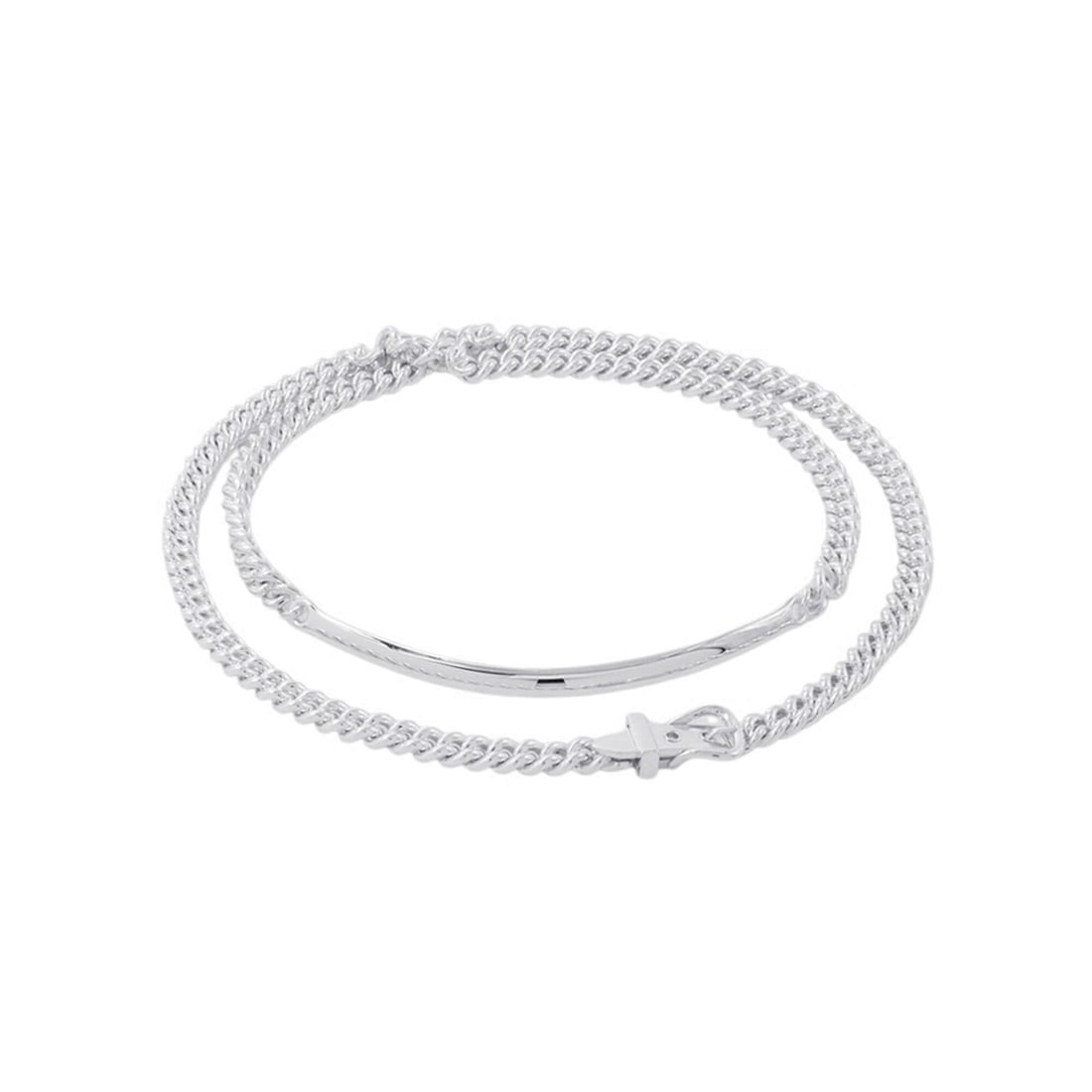 Hermes Boucles Sellier Inflexible Necklace, SV925 Silver, Size PM 42.: --- Catalog ---Category: SizeWidth: 14.7mm / 0.58''Weight: 155.7g / 5.49oz.Neck Circumference: 42 cm / 16.53''Category: DesignMetal: SilverGender: Women,MenMetal Purity: Silver925Necklace Type: Neckla