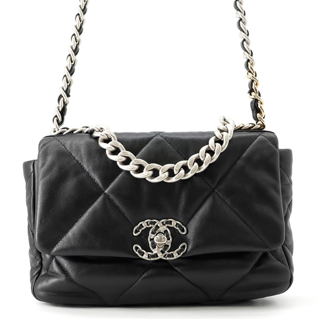Chanel Chain Shoulder Bag CHANEL19 Flap Coco Mark Lambskin AS1160 CHANEL Black Handbag Women's (1 of 15)