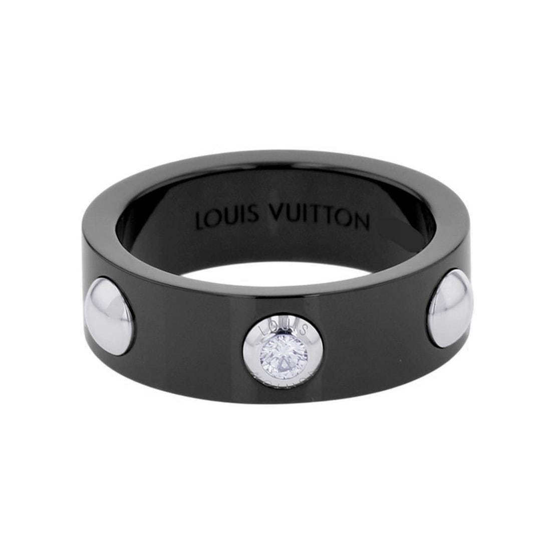 Louis Vuitton Petite Bague Crew Diamond Ring, 1P, Platinum 950 Black Ceramic, Size 54. (LOUIS: --- Catalog ---Category: SizeJP Size: 14US Size: 7Category: DesignType: Band ringColor: BlackGender: WomenMaterial: Ceramic, Platinum 950Category: GeneralBrand: Louis Vuitton--- Item List ---Section: 