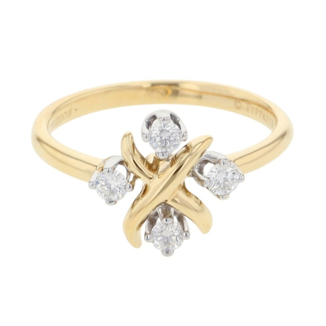 Tiffany & Co. Jean Schlumberger Diamond Ring, 4P, 18K Yellow Gold, Platinum, Size Approx. 1: --- Catalog ---Category: SizeJP Size: 12US Size: 6.5Category: DesignType: Anniversary ringColor: Gold, SilverGender: WomenMaterial: Platinum 950, Yellow gold (18K)Category: GeneralBrand: Tiffany--- It