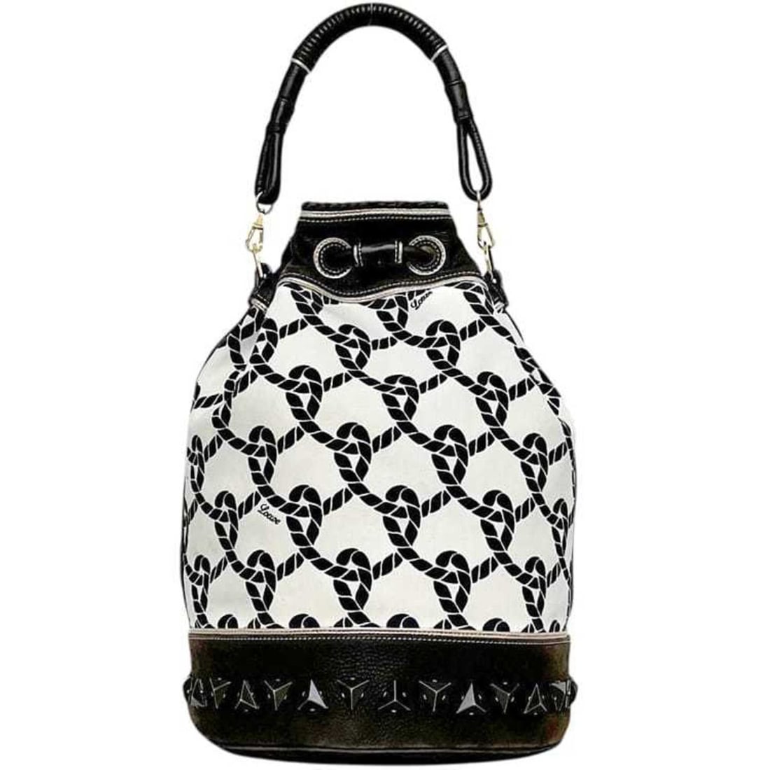 Loewe Bucket Bag, Brown and White, 347.80.008, Canvas Leather, 060703 LOEWE: --- Catalog ---Category: SizeSize (HxWxD): 39cm x 37cm x 25cm / 15.35'' x 14.56'' x 9.84''Category: DesignType: Shoulder bagColor: Brown, WhiteGender: WomenMaterial: Canvas , Leather Category: General