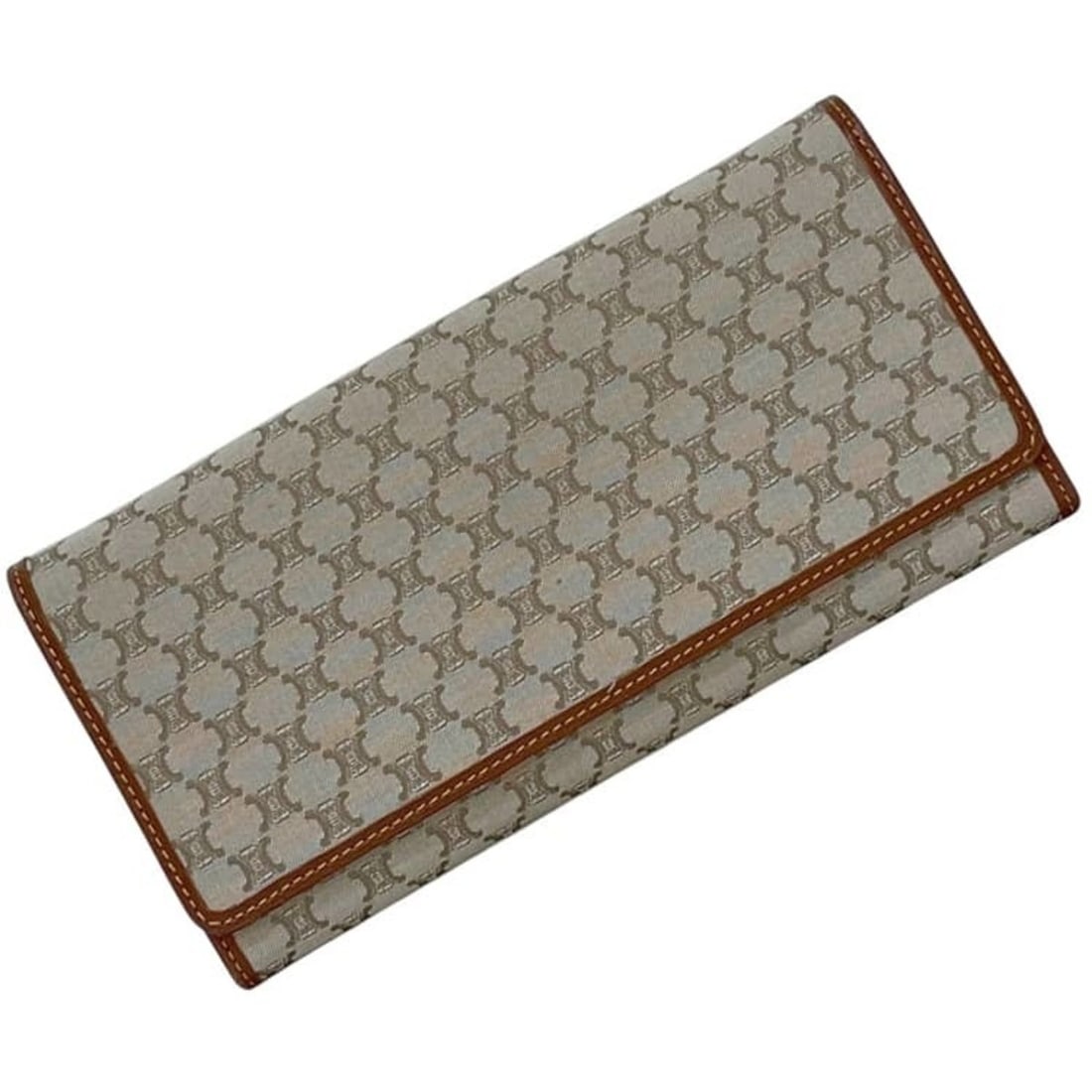 Celine bi-fold long wallet, beige/brown Macadam pattern, nylon/leather, YS OO/16 CELINE: --- Catalog ---Category: SizeSize (HxWxD): 10cm x 19.5cm x 2cm / 3.93'' x 7.67'' x 0.78''Category: DesignType: Long wallet (bi-fold)Color: Beige, BrownGender: WomenMaterial: Nylon , Leather Category: 