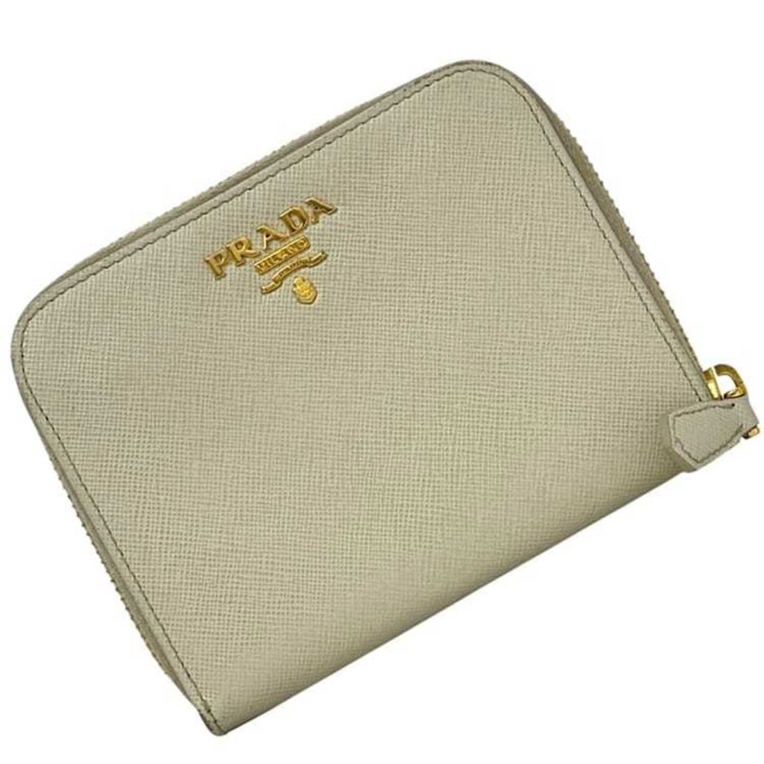 Prada bi-fold wallet, beige/white, CERA 1M0605, Saffiano leather, 107 PRADA (1 of 12)