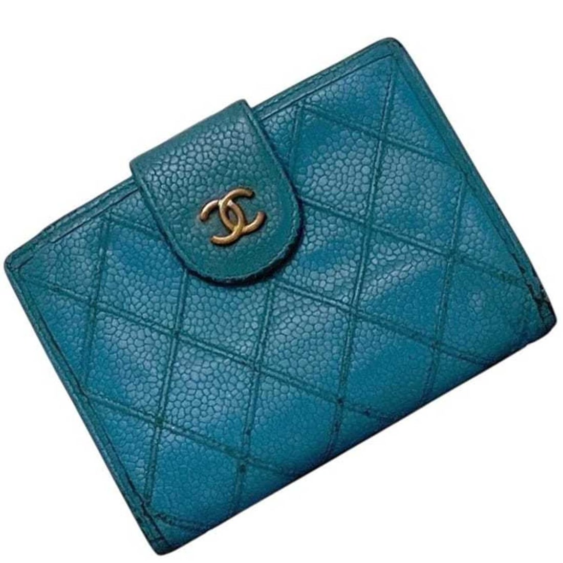 Chanel bi-fold wallet, blue, Matelassé, Coco Mark, serial number 4, caviar leather, 4795097, with: --- Catalog ---Category: SizeSize (HxWxD): 9cm x 12cm x 2cm / 3.54'' x 4.72'' x 0.78''Category: DesignType: Wallet (bi-fold)Color: BlueGender: WomenMaterial: Grained Calfskin Category: GeneralBrand: C