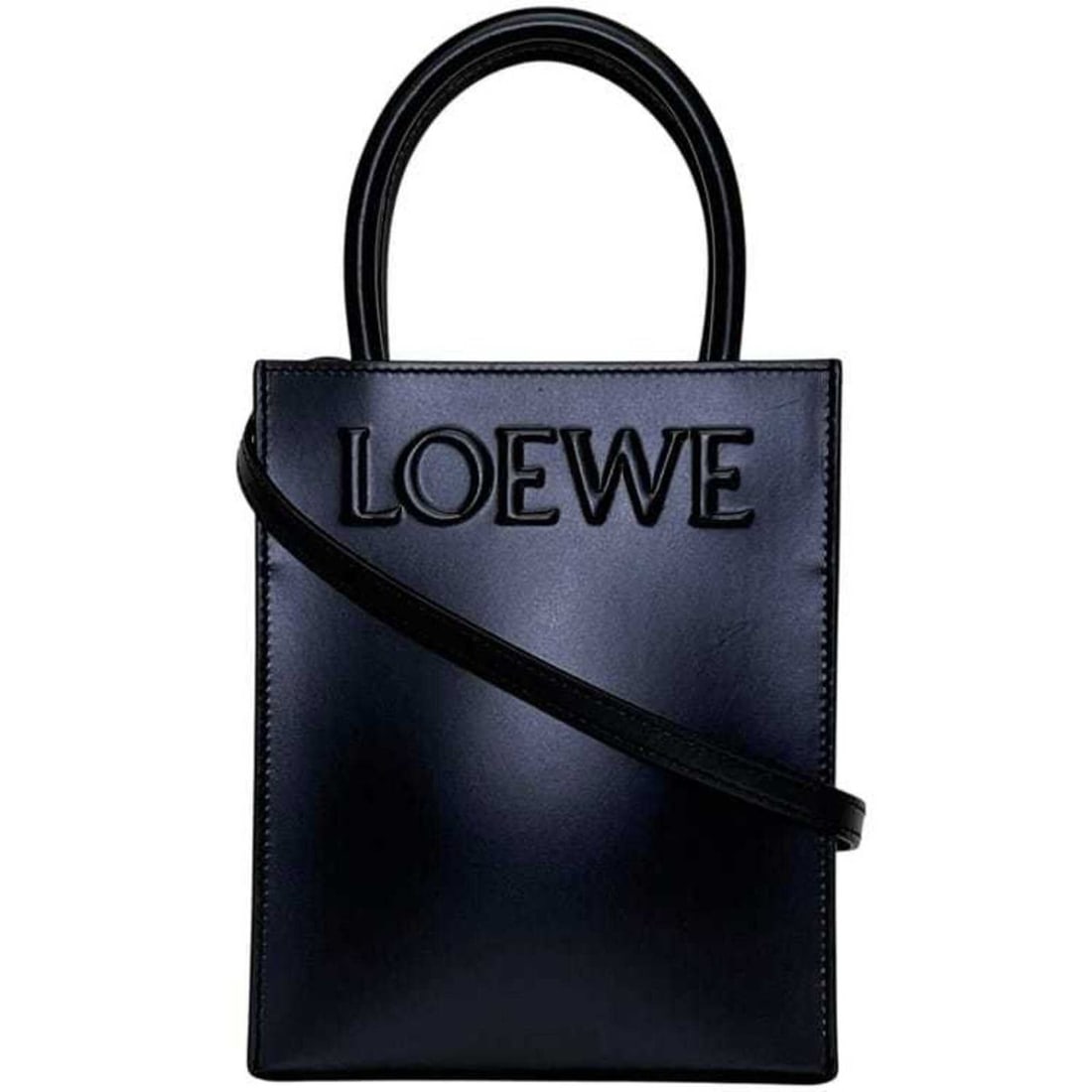 Loewe 2-way bag, Standard A5 tote, black, A933S30X01, crossbody, calf leather, 012335 LOEWE: --- Catalog ---Category: SizeSize (HxWxD): 21cm x 17cm x 6cm / 8.26'' x 6.69'' x 2.36''Category: DesignType: HandbagColor: BlackGender: WomenMaterial: Leather Category: GeneralMPN: A933S30X01Brand: Lo