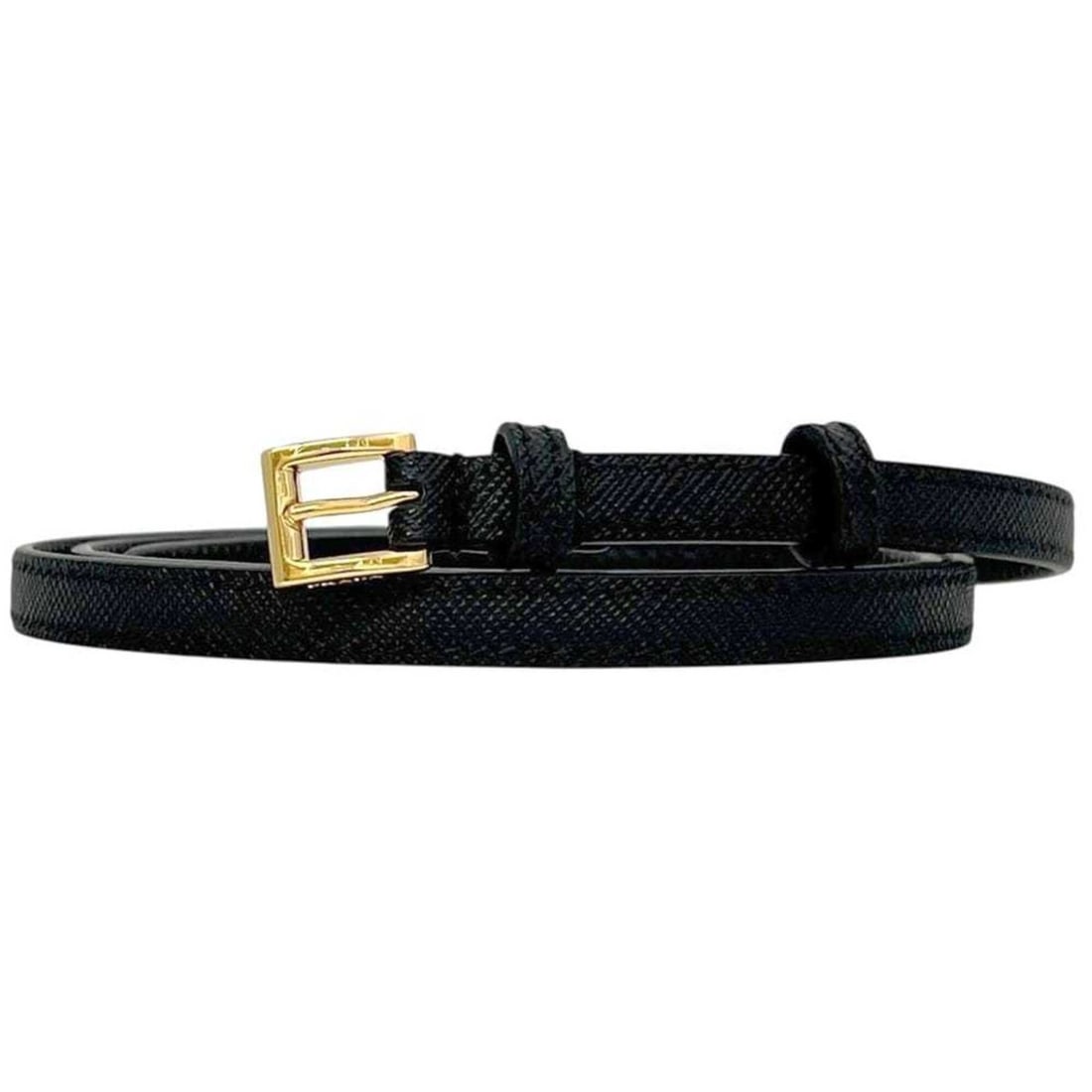 Prada Belt, Black NERO DNP050, Thin Waist 80cm, 10mm Saffiano Leather, PRADA: --- Catalog ---Category: SizeLength: 70cm - 80cm / 27.55'' - 31.49''Category: DesignType: Standard beltColor: BlackGender: Women,MenMaterial (Strap): Leather Category: GeneralBrand: Prada--- Item List