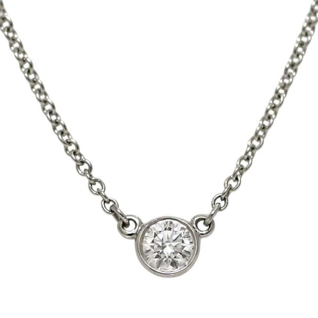 Tiffany & Co. By the Yard Necklace, Elsa Peretti Design, Diamond, PT950 Platinum, 1P Diamond: --- Catalog ---Category: SizeNeck Circumference: 39 cm / 15.35''Category: DesignGender: WomenMaterial: Platinum 950Necklace Type: NecklaceCategory: GeneralBrand: Tiffany--- Item List ---Section: Condi
