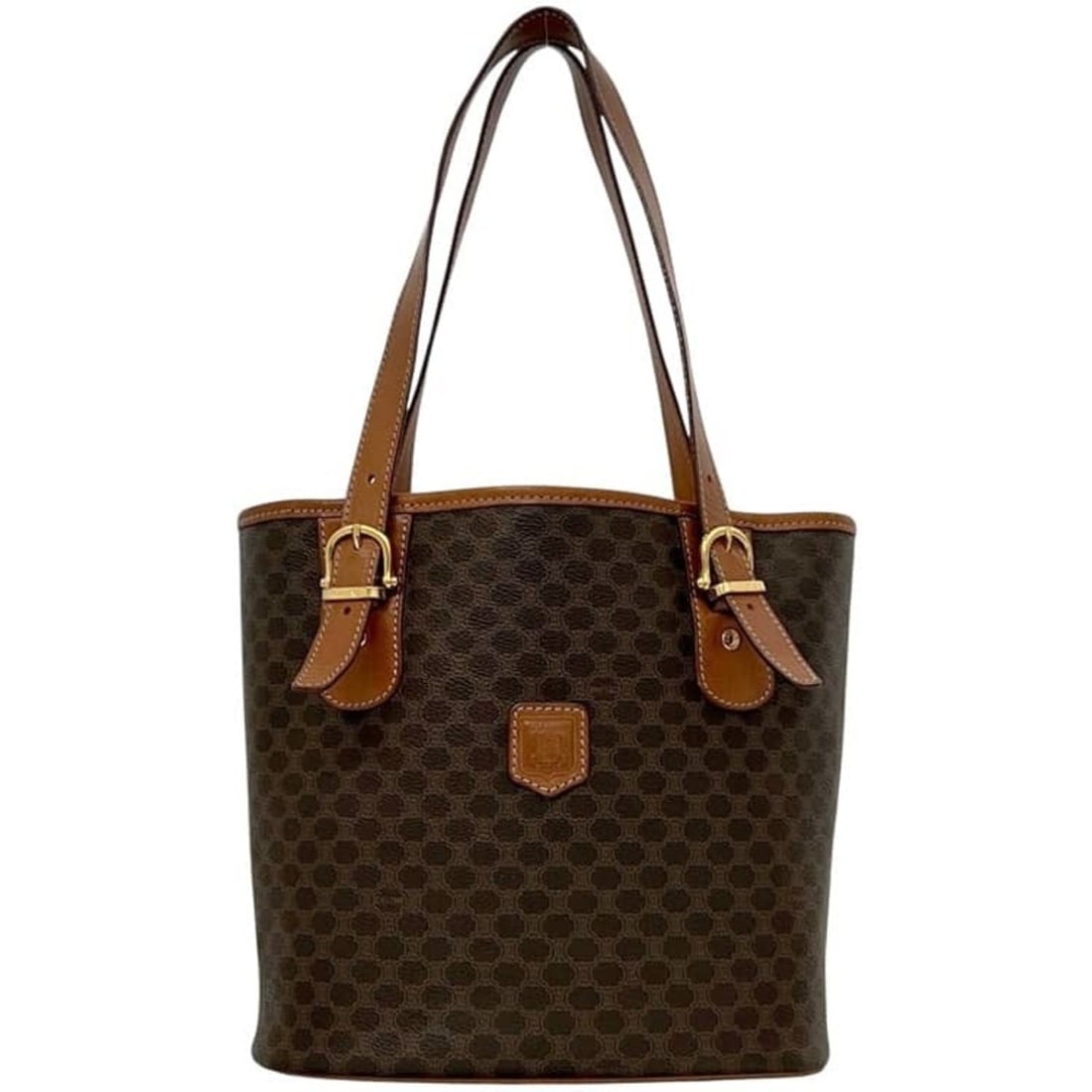 Celine tote bag, brown, Macadam bucket style, PVC leather, M95.: --- Catalog ---Category: SizeSize (HxWxD): 24cm x 30cm x 14cm / 9.44'' x 11.81'' x 5.51''Category: DesignType: Tote bagColor: BrownGender: WomenMaterial: PVC , Leather Category: GeneralBrand: Celine--