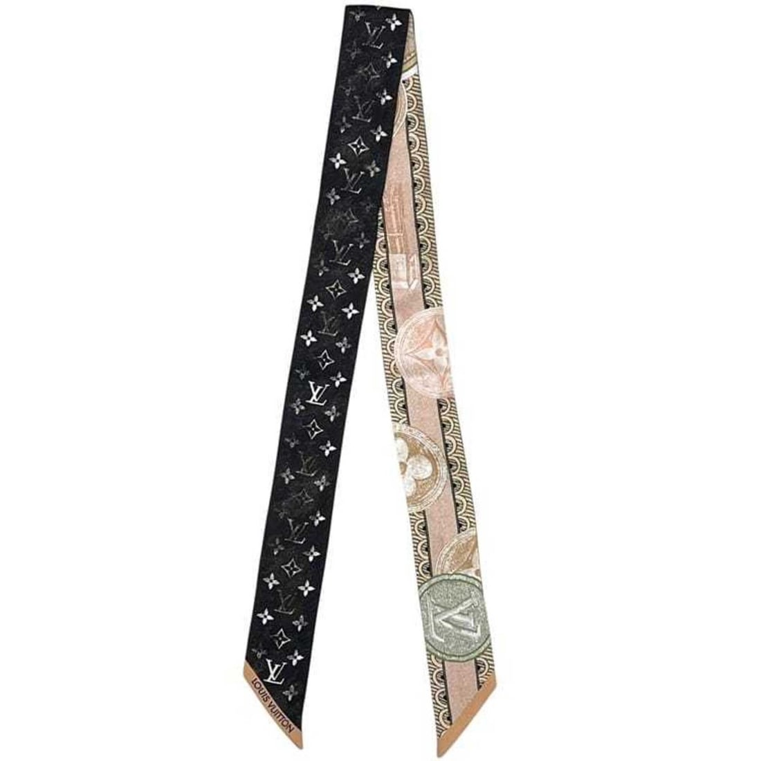 Louis Vuitton Ribbon Long Scarf Bandeau BB Malle Merveilleuse Black Pink Beige Monogram M93323 Silk: --- Catalog ---Category: SizeSize (LxW): 1.17m x 5cm / 46.06'' x 1.96''Category: DesignType: ScarfColor: Beige, Black, PinkGender: WomenMaterial: Silk Category: GeneralMPN: M93323Brand: Louis Vuitton-