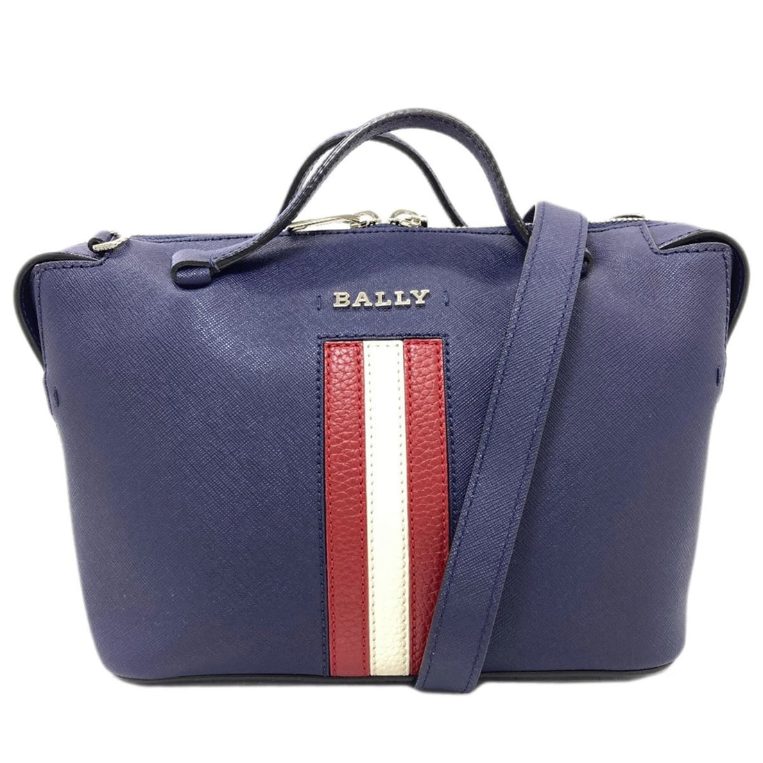 Bally Stripe 2-Way Handbag PVC Women's BALLY: --- Catalog ---Category: SizeSize (HxWxD): 18cm x 22cm x 12cm / 7.08'' x 8.66'' x 4.72''Category: DesignType: HandbagColor: NavyGender: WomenMaterial: PVC Category: GeneralBrand: Bally--- Item List --