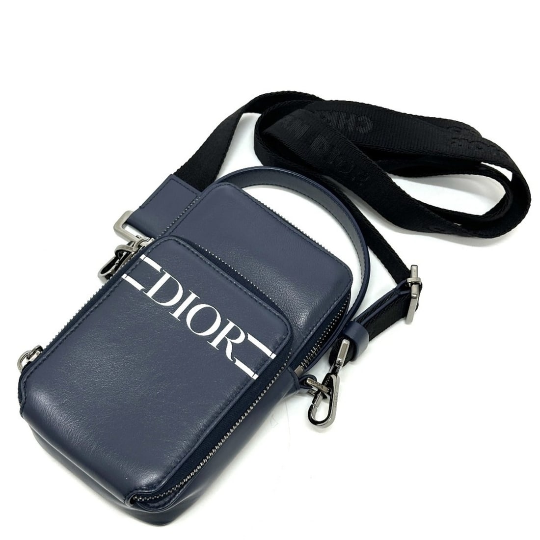 Christian Dior Dior Logo 2-Way Microphone Bag, Shoulder Bag/Crossbody Leather, Men's, Blue: --- Catalog ---Category: DesignType: Shoulder bagColor: BlueGender: MenMaterial: Leather Category: GeneralBrand: Christian DiorCountry of Origin: Italy--- Item List ---Section: ConditionRanking: Rank 