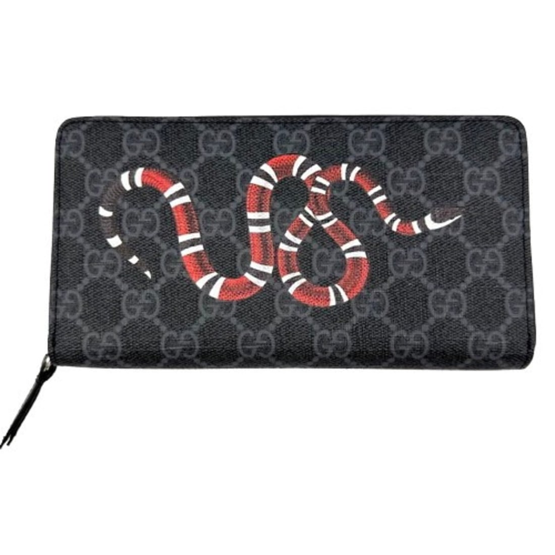 GUCCI GG Supreme Long Wallet, Snake Pattern, 451273, Round: --- Catalog ---Category: SizeSize (HxWxD): 10cm x 19cm x 2.5cm / 3.93'' x 7.48'' x 0.98''Category: DesignType: Long wallet (bi-fold)Color: GrayMaterial: PVC Category: GeneralLine: GG SupremeBrand: Guc