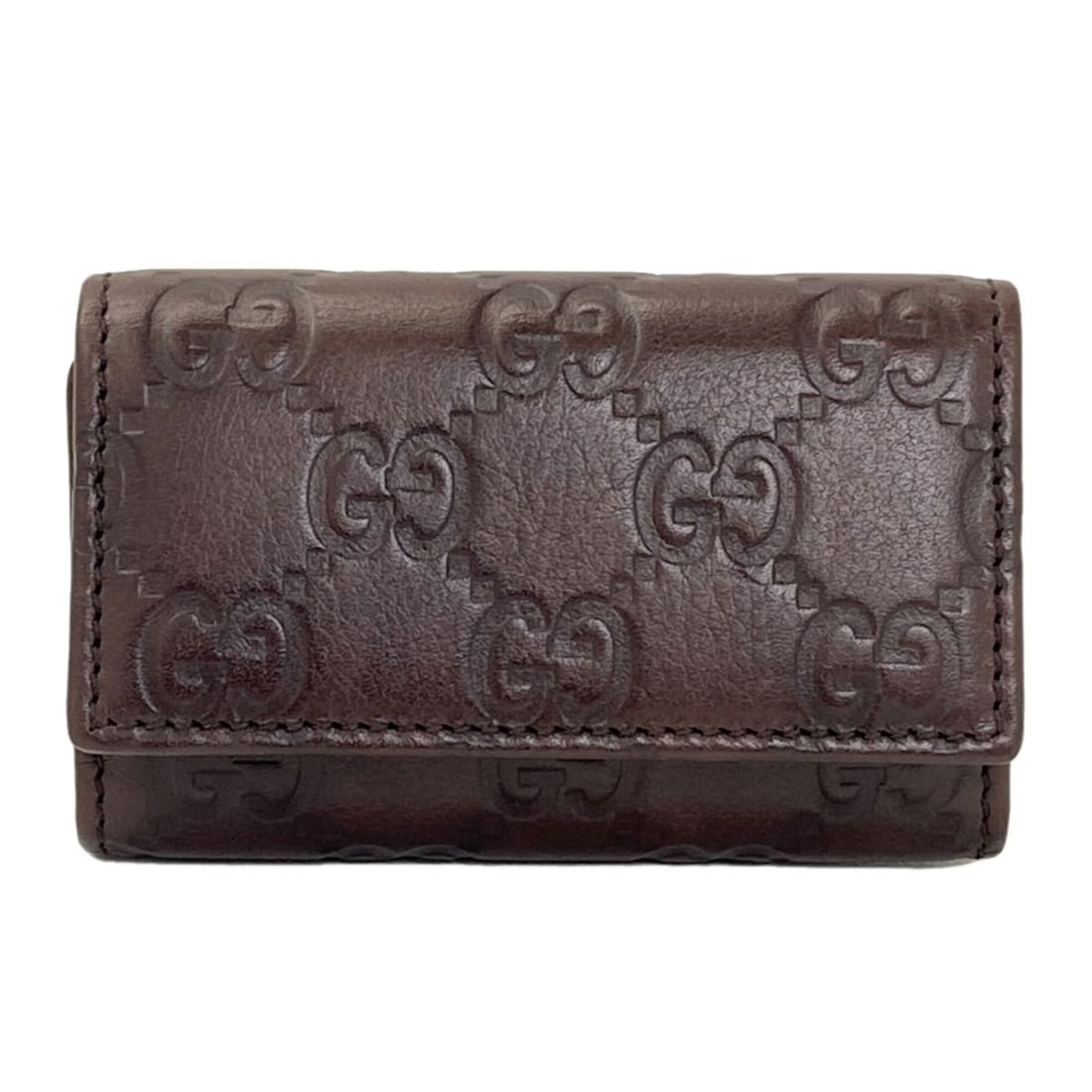 Gucci 138093 GG Signature Shima Key Case Leather Women's GUCCI: --- Catalog ---Category: DesignType: KeycaseColor: BrownGender: WomenMaterial: Leather Category: GeneralMPN: 138093Brand: GucciCategory: Physical PropertiesSize (HxWxD): 6cm x 9.5cm x 2cm / 2.36'' x 3