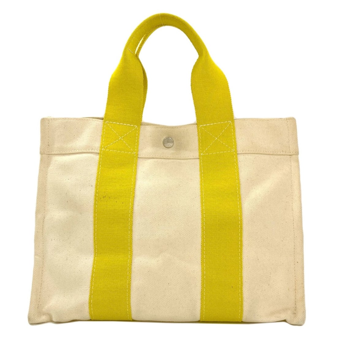 Hermes Bora PM handbag, canvas, women's.: --- Catalog ---Category: SizeSize (HxWxD): 27cm x 34cm x 19cm / 10.62'' x 13.38'' x 7.48''Category: DesignType: HandbagColor: YellowGender: WomenMaterial: Canvas Category: GeneralBrand: Hermes--- Item
