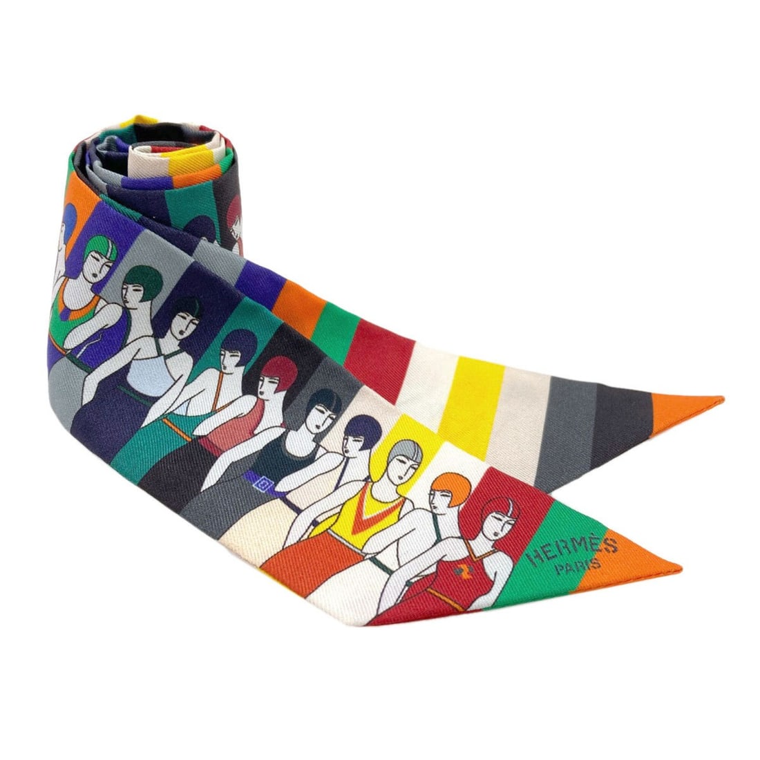Hermes Twilly Scarf Muffler Silk Women's HERMES: --- Catalog ---Category: SizeSize (LxW): 86cm x 5cm / 33.85'' x 1.96''Category: DesignType: ScarfColor: Green, Orange, Red colorGender: WomenMaterial: Silk Category: GeneralLine: TwillyBrand:
