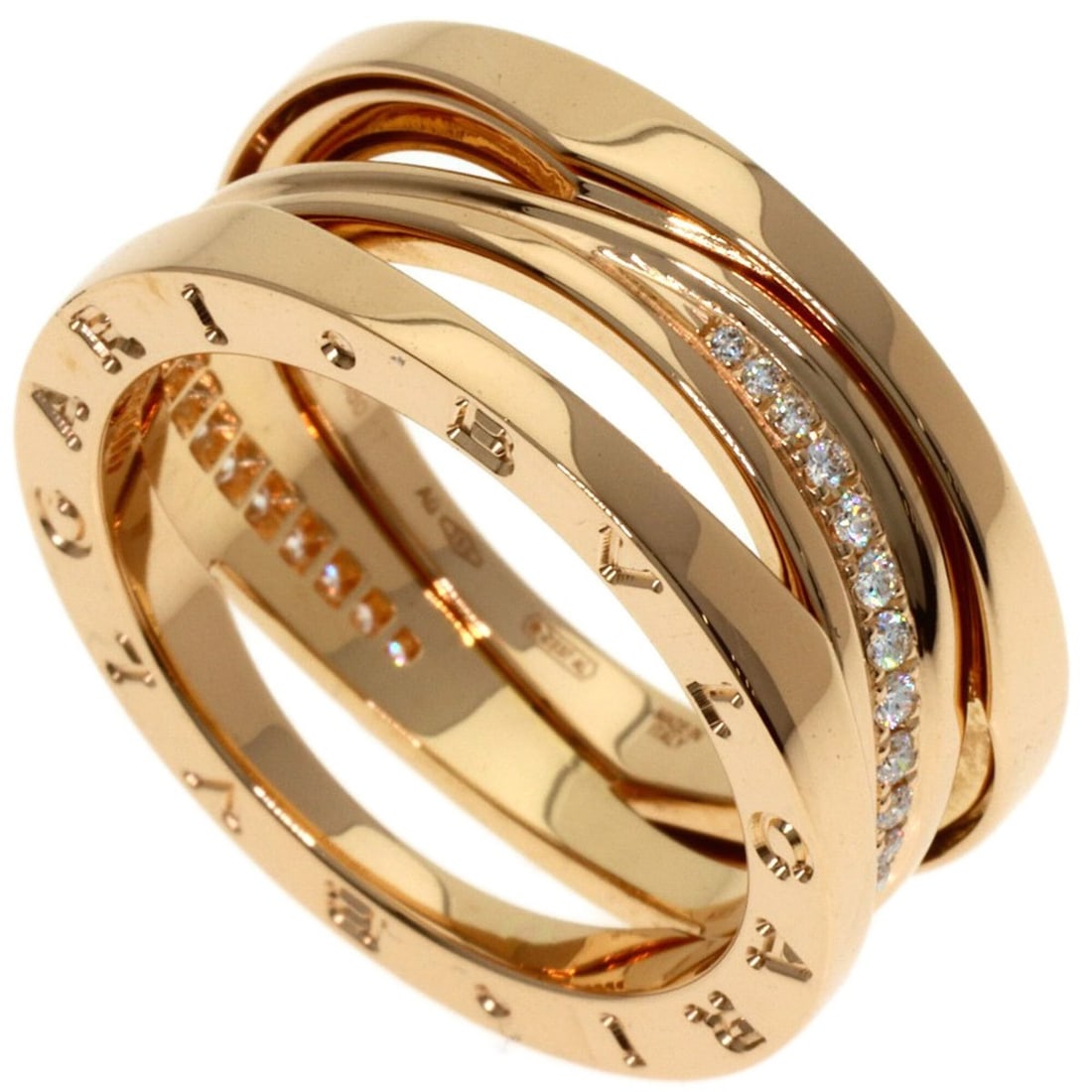 BVLGARI B-zero Legend Diamond Ring #58, 18K Pink Gold, Women's.: --- Catalog ---Category: SizeJP Size: 18US Size: 9Category: DesignType: Band ringGender: WomenMaterial: Pink gold (18K)Category: GeneralBrand: Bvlgari--- Item List ---Section: ConditionRanking: Rank A
