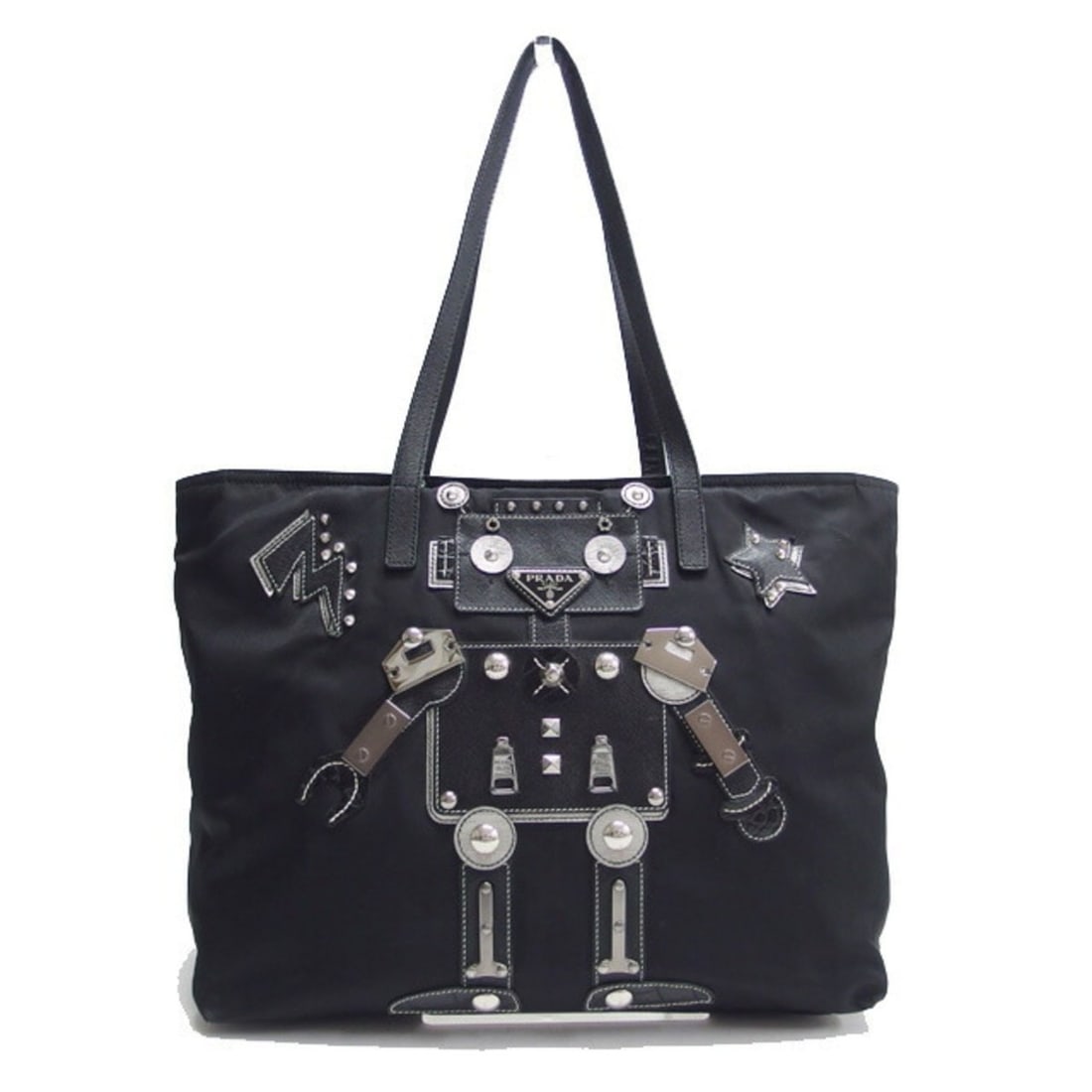 Prada Robot Nylon Tote Bag, Saffiano Leather, Black: --- Catalog ---Category: SizeWeight: 450g / 15.87oz.Size (HxWxD): 26cm x 42cm x 16cm / 10.23'' x 16.53'' x 6.29''Handle Length: 55cm / 21.65''Category: DesignType: Shoulder bag, Tote bagColor: Black,