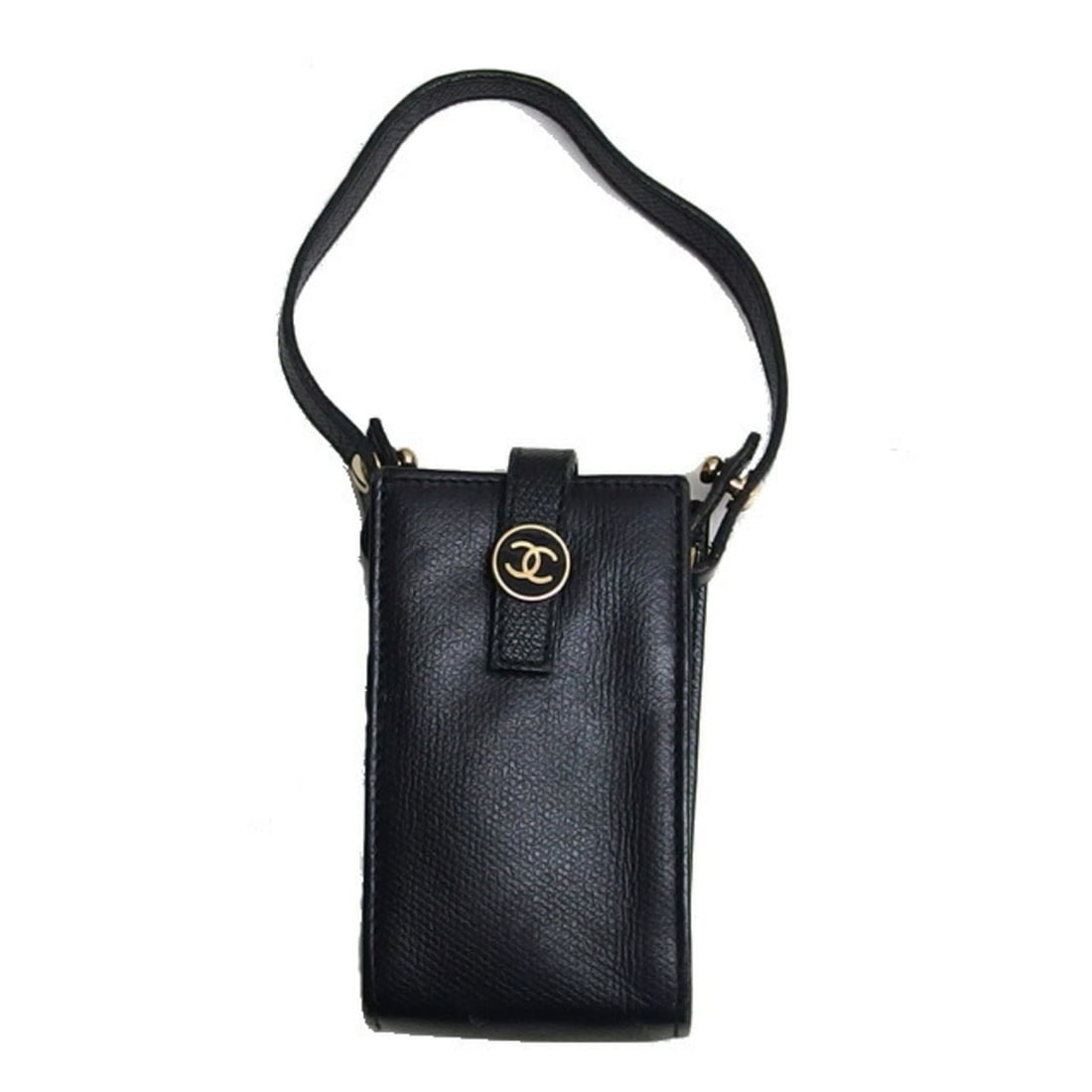 Chanel Coco Button Cigarette Case Mini Pouch, Leather, Black (1 of 12)