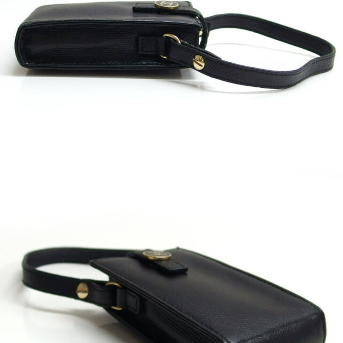 Chanel Coco Button Cigarette Case Mini Pouch, Leather, Black - 4