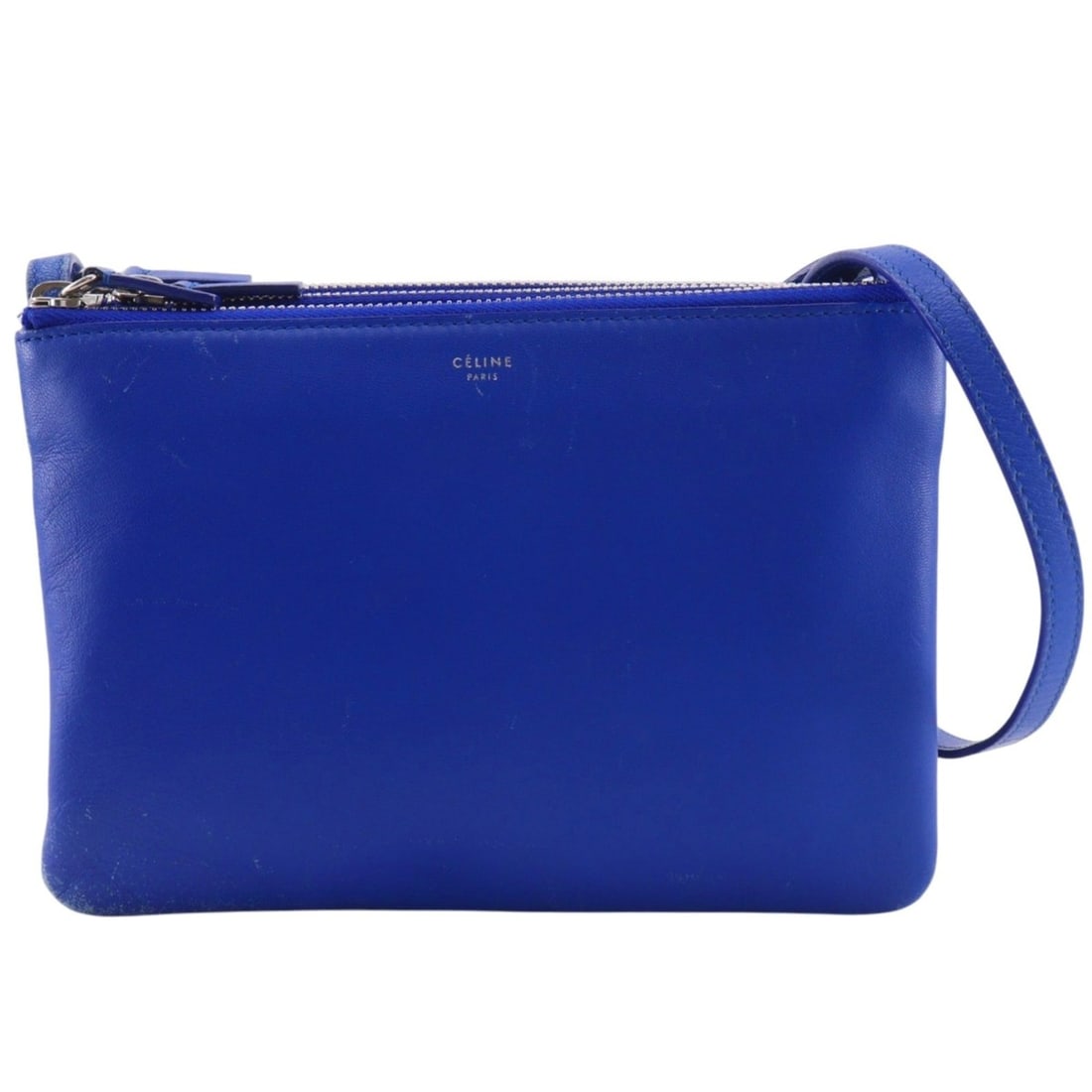 Celine Trio Small Shoulder Bag, Lambskin, Blue, Women's: --- Catalog ---Category: SizeSize (HxWxD): 15cm x 22cm x 3cm / 5.9'' x 8.66'' x 1.18''Category: DesignType: Shoulder bagColor: BlueGender: WomenCategory: GeneralBrand: Celine--- Item List ---Section: