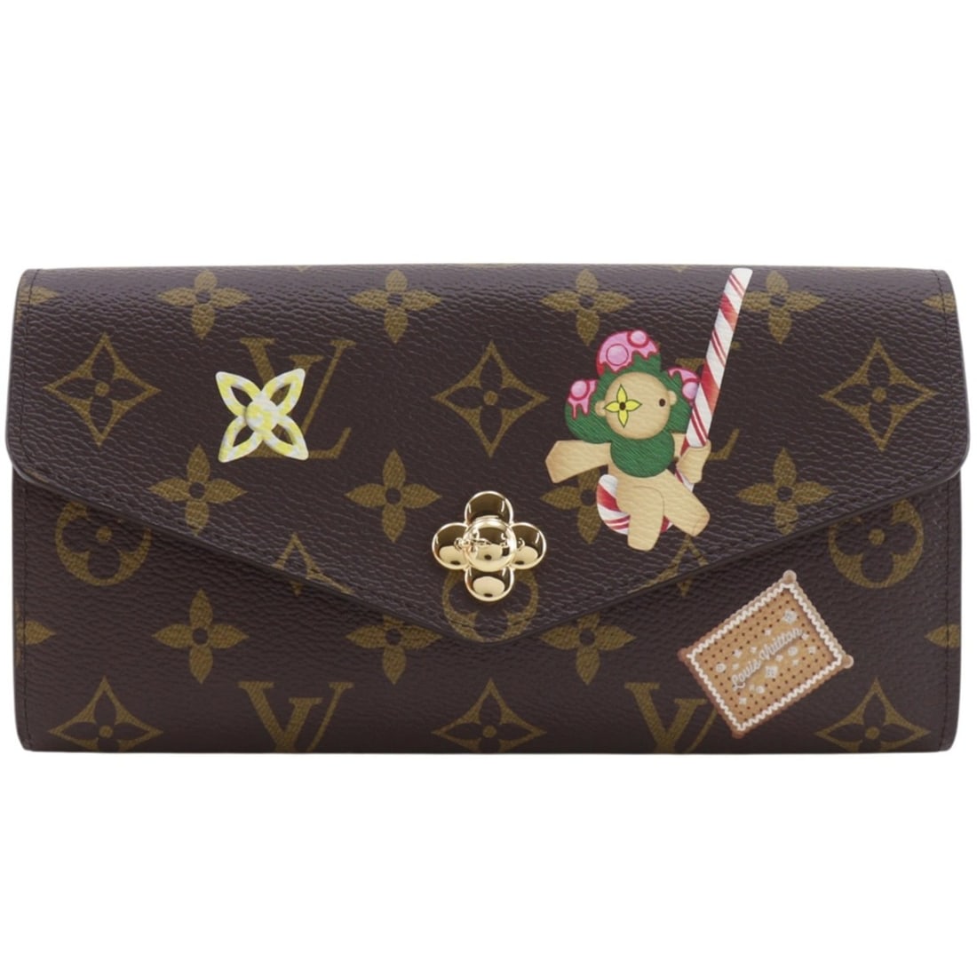 Louis Vuitton Portefeuille Sarah NM Long Wallet, Vivienne M12207, Monogram Canvas, Brown, Snap: --- Catalog ---Category: SizeWeight: 190g / 6.7oz.Size (HxWxD): 10.5cm x 19cm x 3cm / 4.13'' x 7.48'' x 1.18''Category: DesignType: Long wallet (bi-fold)Color: BrownGender: WomenMaterial: Monogram Cat