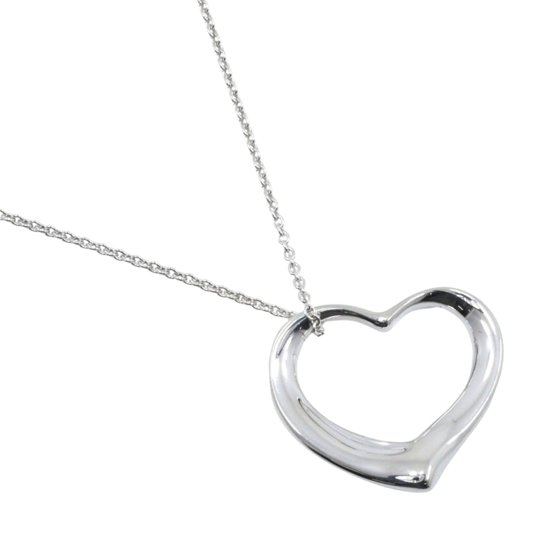 Tiffany & Co. Open Heart Necklace, Elsa Peretti, Sterling Silver 925, Approx. 8.8g, Women's.: --- Catalog ---Category: SizeWeight: 8.8g / 0.31oz.Pendant Size: 22mm x 27.6mm / 0.86'' x 1.08''Neck Circumference: 45.2 cm / 17.79''Category: DesignGender: WomenMaterial: Silver 925Necklace Type: Nec