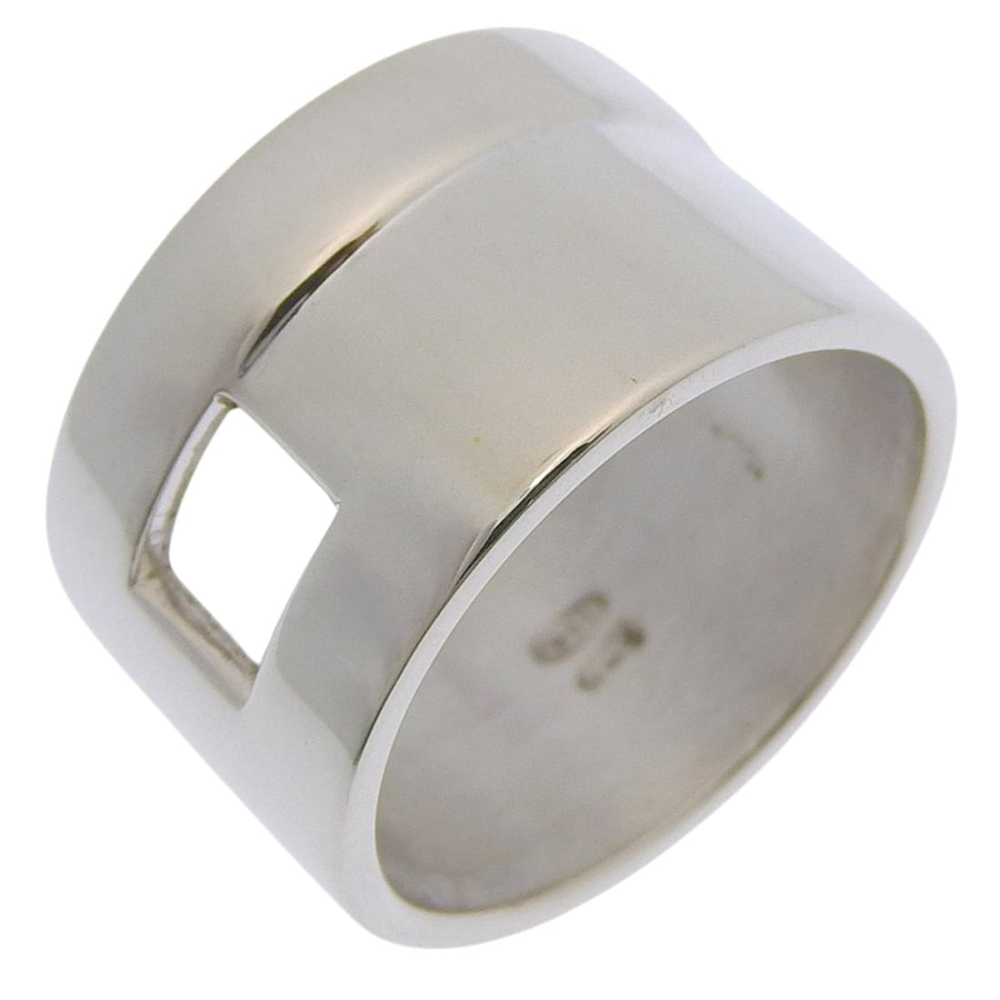 Gucci ring, size 16.5, made of 925 sterling silver, approximately 10.9g, unisex.: --- Catalog ---Category: SizeWidth: 13mm / 0.51''Weight: 10.9g / 0.38oz.JP Size: 16.5US Size: 8Inner Diameter: 18.00mm / 0.71''Category: DesignType: Band ringGender: Unisex,Women,MenMaterial: Silver 9