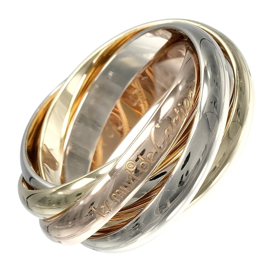 Cartier Trinity 5-Ring Ring, Size 7, 18K Gold (YG, PG, WG), Approx. 8g: --- Catalog ---Category: SizeJP Size: 7US Size: 4Category: DesignType: Band ringColor: Gold, SilverGender: WomenMaterial: Pink gold (18K), White gold (18K), Yellow gold (18K)Category: GeneralBrand: Ca