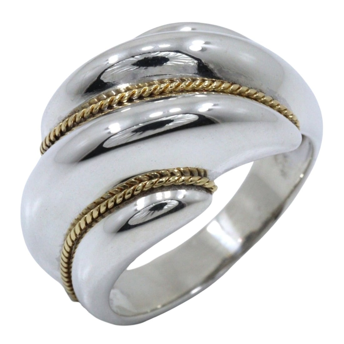Tiffany & Co. Twist Rope Ring, Size 11, Sterling Silver 925 x 18K Yellow Gold, Approx. 6.0g,: --- Catalog ---Category: SizeJP Size: 11US Size: 6Category: DesignType: Band ringColor: Gold, SilverGender: WomenMaterial: Silver 925, Yellow gold (18K)Category: GeneralBrand: Tiffany--- Item List ---