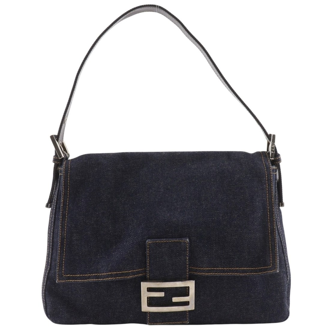 Fendi Mamma Bucket Shoulder Bag, Denim, Navy, A5 Size, Magnetic Closure, Women's (1 of 17)