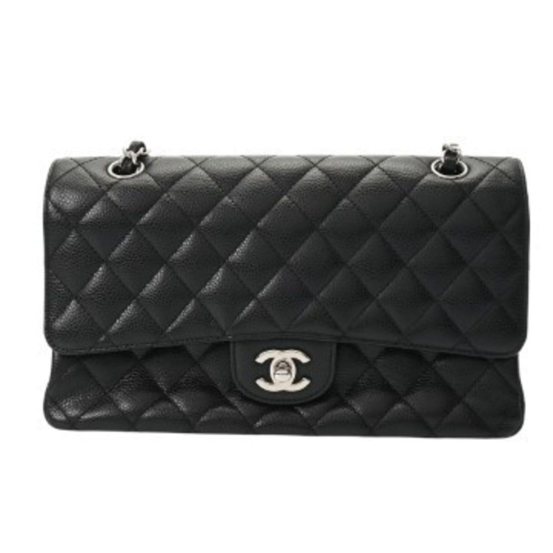 CHANEL Matelassé Double Flap Chain Shoulder Bag, 25cm, Black, A01112, Women's, Caviar Skin, AB: --- Catalog ---Category: SizeSize (HxWxD): 16cm x 25cm x 7cm / 6.29'' x 9.84'' x 2.75''Category: DesignType: Shoulder bagColor: BlackGender: WomenMaterial: Grained Calfskin Category: GeneralBrand: