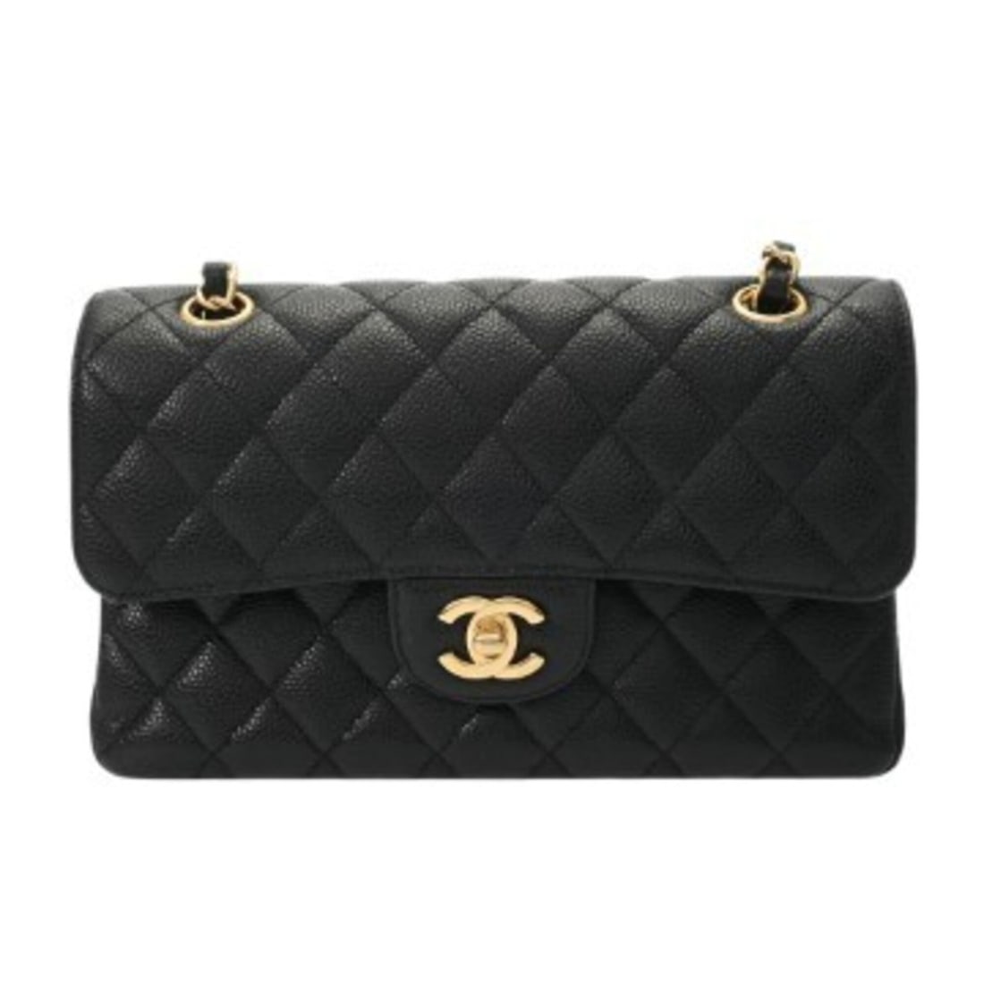 CHANEL Matelassé Chain Shoulder Bag, 23cm, Double Flap, Black, A01113, Women's, Caviar Leather, A: --- Catalog ---Category: SizeSize (HxWxD): 14cm x 23cm x 6.5cm / 5.51'' x 9.05'' x 2.55''Category: DesignType: Shoulder bagColor: BlackGender: WomenClosure: FlapMaterial: Grained Calfskin Category: