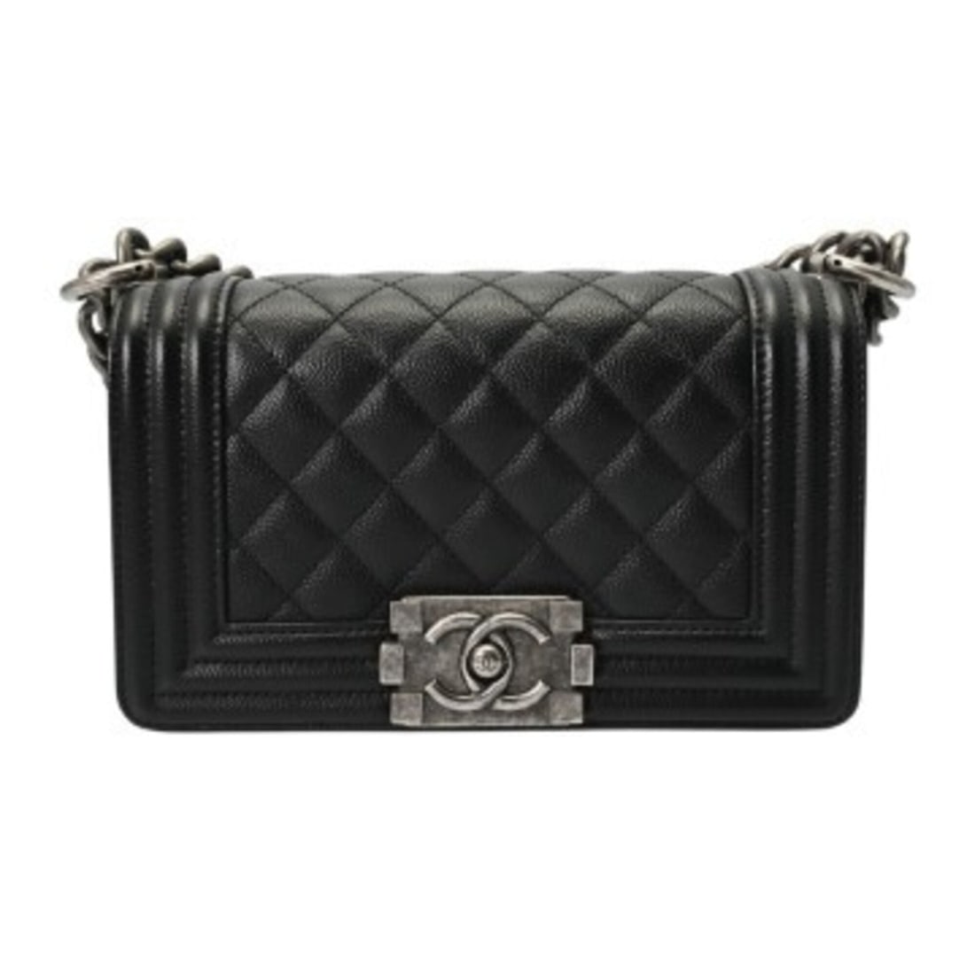 CHANEL Boy Chanel Chain Shoulder Bag, 20cm, Black, A67085, Women's, Caviar Skin, A Rank, Used, Ginzo: --- Catalog ---Category: SizeSize (HxWxD): 12cm x 20cm x 7cm / 4.72'' x 7.87'' x 2.75''Category: DesignType: Shoulder bagColor: BlackGender: WomenMaterial: Grained Calfskin Category: GeneralBrand: