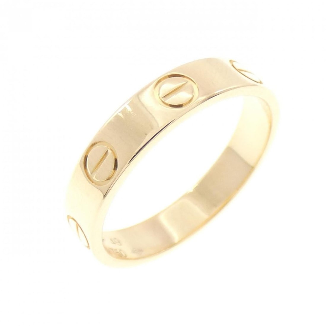 Cartier Mini Love Ring: --- Catalog ---Category: SizeUS Size: 5Brand Size: 49Category: DesignType: Band ringGender: WomenMaterial: Yellow gold (18K)Category: GeneralMPN: B4085000Brand: Cartier--- Item List ---Section: Condit