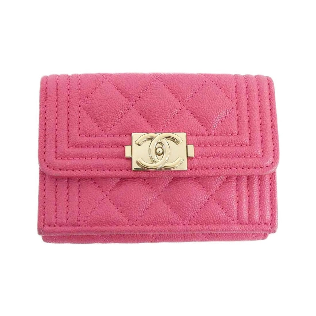 Chanel Boy line 84432 wallet: --- Catalog ---Category: SizeSize (HxWxD): 8cm x 11cm x 3cm / 3.14'' x 4.33'' x 1.18''Category: DesignType: Wallet (tri-fold)Color: PinkGender: WomenMaterial: Grained Calfskin Category: GeneralMPN: