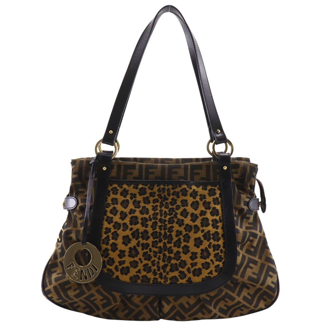 Fendi Zucca Leopard Tote Bag 8BH629 Nylon Canvas Brown A4 Size Women's: --- Catalog ---Category: SizeWeight: 680g / 1.49lb.Handle Drop: 28.00cm / 11.02''Size (HxWxD): 32cm x 40cm x 13cm / 12.59'' x 15.74'' x 5.11''Category: DesignType: Tote bagColor: BrownGender: