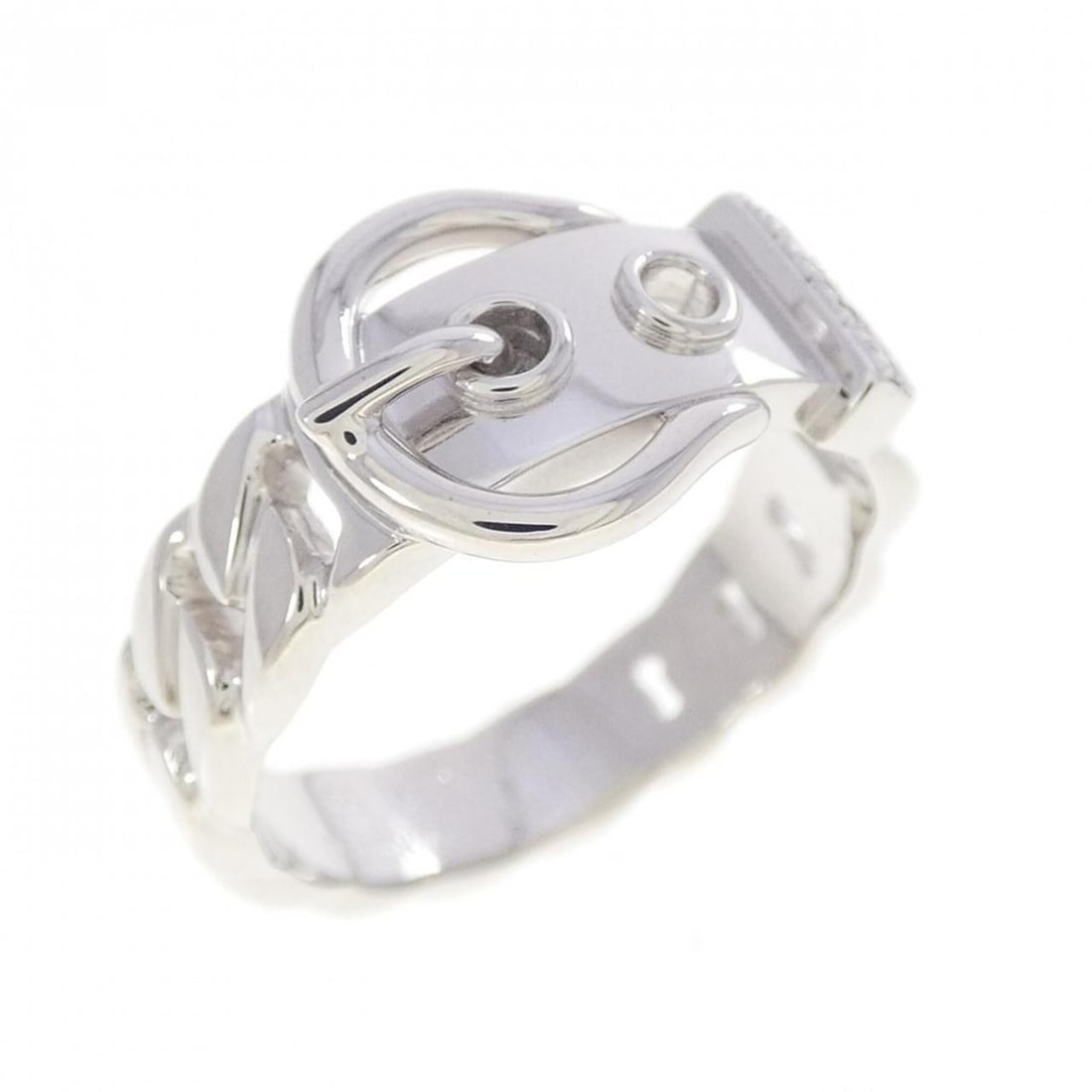 Hermes Hermès Boucles Sellier Ring: --- Catalog ---Category: SizeWeight: 7g / 0.24oz.JP Size: 14.5US Size: 7Brand Size: 55Category: DesignType: Band ringMetal: White GoldStone: DiamondGender: WomenMetal Purity: 18KCategory: GeneralBrand