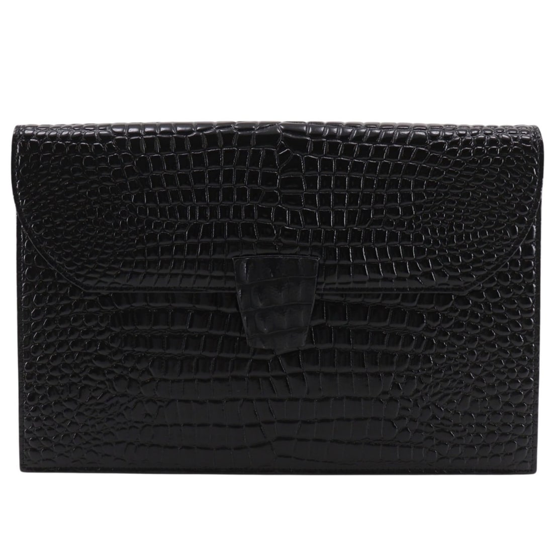 Yves Saint Laurent clutch bag, embossed leather, black, A5 size, magnetic closure, unisex.: --- Catalog ---Category: SizeSize (HxWxD): 18cm x 27.5cm x 5cm / 7.08'' x 10.82'' x 1.96''Category: DesignType: Clutch bagColor: BlackGender: WomenCategory: GeneralBrand: Yves Saint Laurent--- Item