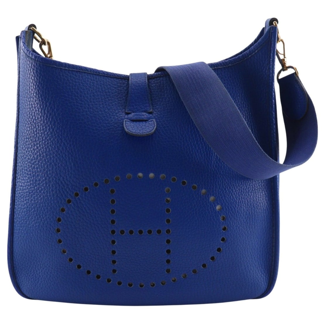 Hermes Evelyne 1 GM Shoulder Bag, Ardennes, 1995, Blue/Gold Hardware, Snap Button, Women's.: --- Catalog ---Category: SizeSize (HxWxD): 30cm x 32cm x 8cm / 11.81'' x 12.59'' x 3.14''Category: DesignType: Shoulder bagColor: BlueGender: WomenMaterial: Ardennes leather Category: GeneralBrand: