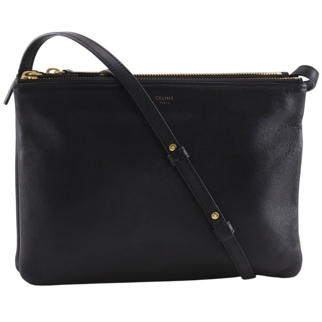 Celine Trio Large Shoulder Bag, Calfskin, Black, Women's: --- Catalog ---Category: SizeSize (HxWxD): 18cm x 24.5cm x 4cm / 7.08'' x 9.64'' x 1.57''Category: DesignType: Shoulder bagColor: BlackGender: WomenCategory: GeneralBrand: Celine--- Item List ---Secti
