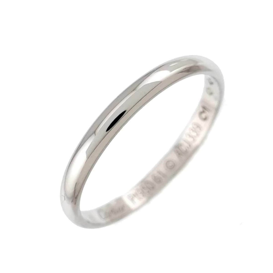 Cartier 1895 Classic #61 Ring, Platinum, 2.5mm width.: --- Catalog ---Category: SizeUS Size: 10Brand Size: 61Category: DesignType: Band ringGender: MenMaterial: Platinum 950Category: GeneralBrand: Cartier--- Item List ---Section: ConditionRanking: Rank SA