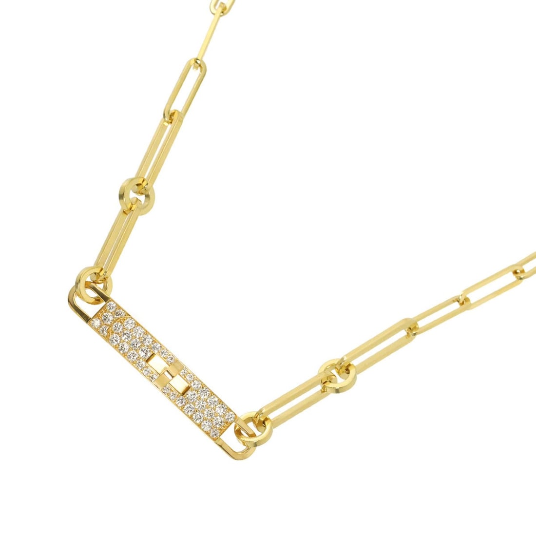 Hermes Kelly Diamond Necklace, 0.62ct, 35.5cm, 18K Yellow Gold (750): --- Catalog ---Category: SizePendant Size: 5.4mm x 37mm / 0.21'' x 1.45''Neck Circumference: 35.5 cm / 13.97''Category: DesignGender: WomenMaterial: Yellow gold (18K)Necklace Type: NecklaceCategory: G