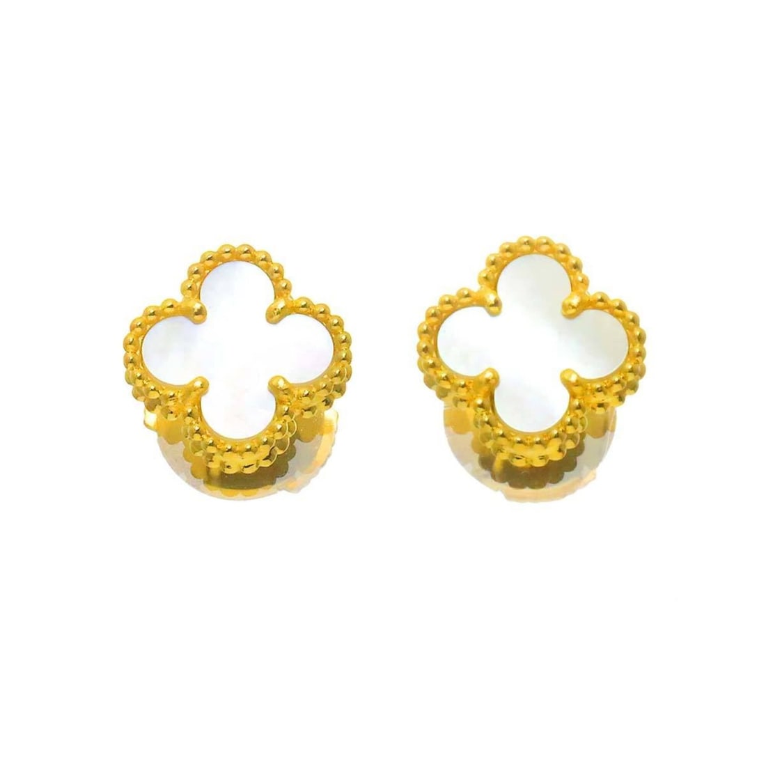 Van Cleef & Arpels Sweet Alhambra Earrings, Shell, 18K Yellow Gold 750 (1 of 8)