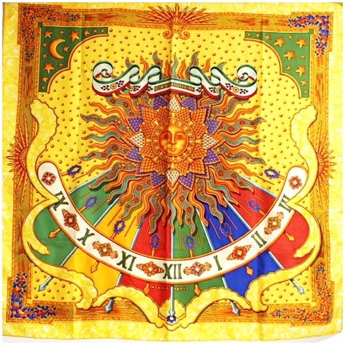 Hermes Silk Scarf Muffler Carre 90 CARPE DIEM Enjoy Today HERMES Women's: --- Catalog ---Category: SizeSize (LxW): 88cm x 86cm / 34.64'' x 33.85''Category: DesignType: ScarfColor: Multi-color, YellowGender: Men,WomenMaterial: Silk Category: GeneralBrand: Hermes--- Item List
