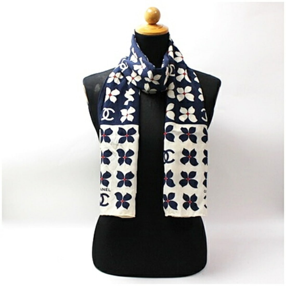 Chanel Silk Rectangular Stole/Scarf, Navy x White Red, CHANEL, Women's: --- Catalog ---Category: SizeSize (LxW): 1.52m x 42cm / 59.84'' x 16.53''Category: DesignType: StoleColor: Navy, Red color, WhiteGender: WomenMaterial: Silk Category: GeneralBrand: Chanel--- Item List