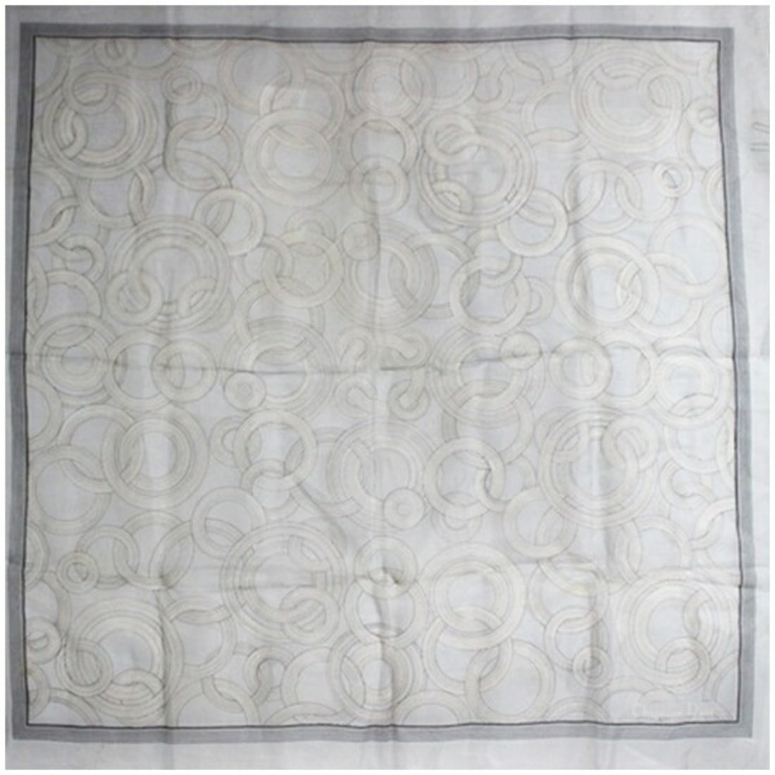 Christian Dior Silk Scarf Muffler, Gray, Circle Design, Dior, Women's: --- Catalog ---Category: DesignType: ScarfColor: GrayGender: Men,WomenMaterial: Silk Category: GeneralBrand: Christian Dior--- Item List ---Section: ConditionRanking: Rank AB Used - Traces of usage, s