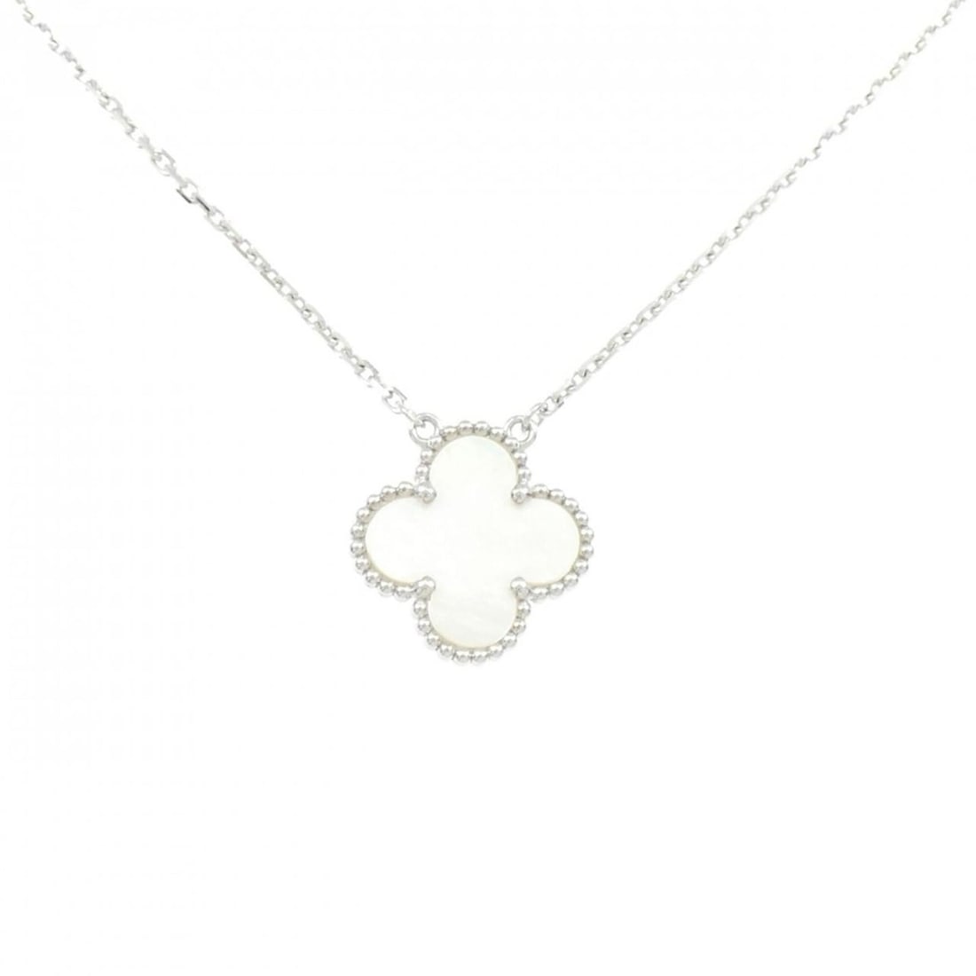 Van Cleef & Arpels Vintage Alhambra Necklace: --- Catalog ---Category: SizePendant Size: 14.8mm x 14.8mm / 0.58'' x 0.58''Neck Circumference: 37 cm - 42 cm / 14.56'' - 16.53''Category: DesignGender: WomenMaterial: White gold (18K)Pendant Type: