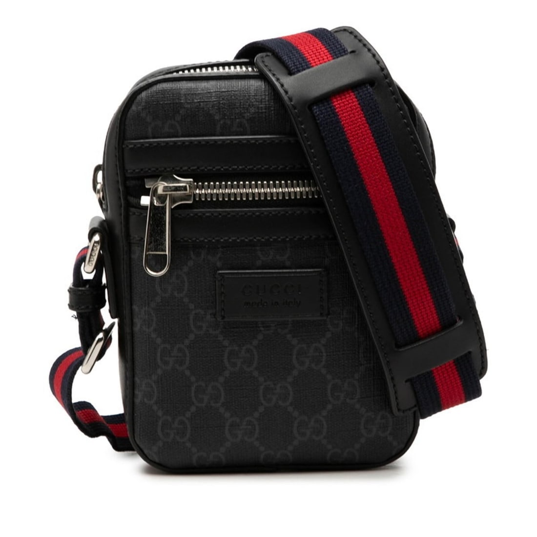 Gucci GG Supreme Sherry Line Crossbody Shoulder Bag 598103 Black Leather Women's GUCCI (1 of 10)